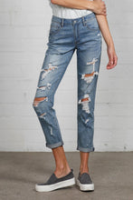 Load image into Gallery viewer, Mid Rise Heavy Destroyed Jeans