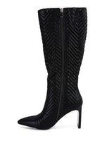 Load image into Gallery viewer, Prinkles Quilted High Italian Block Heeled Boots