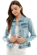 Load image into Gallery viewer, Spandex Ladies Casual Denim Jacket