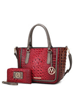 Load image into Gallery viewer, MKF Collection Faux Crocodile-Embossed Satchel Bag