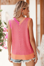 Load image into Gallery viewer, Pink Abstract Stripe Chevron knit sleeveless top