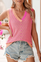 Load image into Gallery viewer, Pink Abstract Stripe Chevron knit sleeveless top