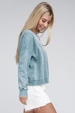 Load image into Gallery viewer, French Terry Acid Wash Boat Neck Pullover