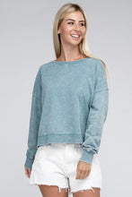 Load image into Gallery viewer, French Terry Acid Wash Boat Neck Pullover