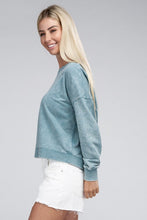 Load image into Gallery viewer, French Terry Acid Wash Boat Neck Pullover
