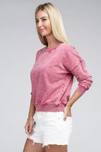 Load image into Gallery viewer, French Terry Acid Wash Boat Neck Pullover