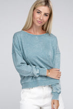 Load image into Gallery viewer, French Terry Acid Wash Boat Neck Pullover