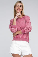Load image into Gallery viewer, French Terry Acid Wash Boat Neck Pullover