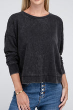Load image into Gallery viewer, French Terry Acid Wash Boat Neck Pullover
