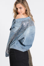 Load image into Gallery viewer, OVERSIZED SEQUINS DETAILED DENIM JACKET
