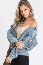 Load image into Gallery viewer, OVERSIZED SEQUINS DETAILED DENIM JACKET
