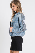 Load image into Gallery viewer, OVERSIZED SEQUINS DETAILED DENIM JACKET
