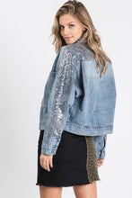 Load image into Gallery viewer, OVERSIZED SEQUINS DETAILED DENIM JACKET
