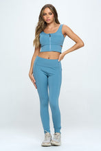 Load image into Gallery viewer, Zip Up Crop Sports Tank Top Set
