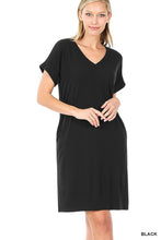 Load image into Gallery viewer, Rolled Short Sleeve V-Neck Dress
