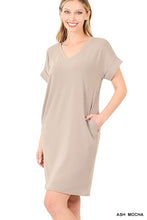 Load image into Gallery viewer, Rolled Short Sleeve V-Neck Dress
