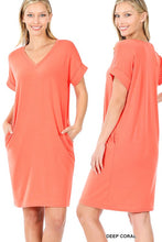 Load image into Gallery viewer, Rolled Short Sleeve V-Neck Dress
