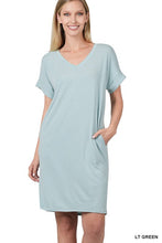 Load image into Gallery viewer, Rolled Short Sleeve V-Neck Dress
