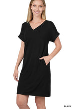 Load image into Gallery viewer, Rolled Short Sleeve V-Neck Dress
