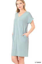 Load image into Gallery viewer, Rolled Short Sleeve V-Neck Dress
