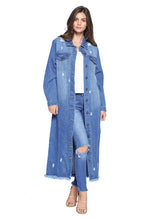 Load image into Gallery viewer, DENIM LONG JACKETS DISTRESSED WASHED
