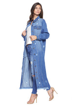 Load image into Gallery viewer, DENIM LONG JACKETS DISTRESSED WASHED
