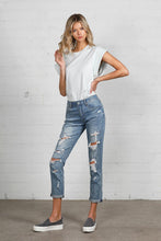 Load image into Gallery viewer, Mid Rise Heavy Destroyed Jeans
