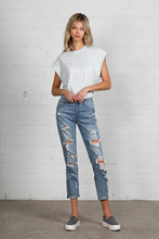 Load image into Gallery viewer, Mid Rise Heavy Destroyed Jeans
