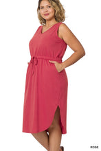 Load image into Gallery viewer, Plus Drawstring Waist Curved Hem Dress
