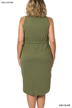 Load image into Gallery viewer, Plus Drawstring Waist Curved Hem Dress
