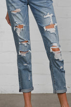 Load image into Gallery viewer, Mid Rise Heavy Destroyed Jeans
