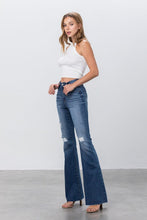 Load image into Gallery viewer, MID RISE DARK WASH FLARE JEANS
