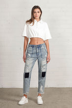 Load image into Gallery viewer, RAW HEM PATCHED JEANS
