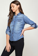 Load image into Gallery viewer, TENCEL TOP DENIM BLOUSE
