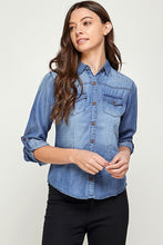 Load image into Gallery viewer, TENCEL TOP DENIM BLOUSE
