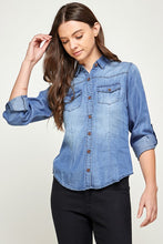 Load image into Gallery viewer, TENCEL TOP DENIM BLOUSE
