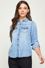 Load image into Gallery viewer, TENCEL TOP DENIM BLOUSE
