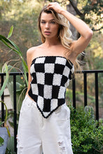 Load image into Gallery viewer, Checkerboard Pattern Tube Top Sweater
