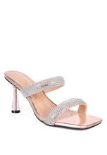 Load image into Gallery viewer, DOLLS DIAMANTE MID HEEL SLIDE SANDALS
