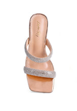 Load image into Gallery viewer, DOLLS DIAMANTE MID HEEL SLIDE SANDALS
