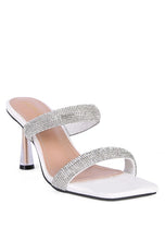 Load image into Gallery viewer, DOLLS DIAMANTE MID HEEL SLIDE SANDALS
