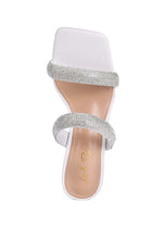 Load image into Gallery viewer, DOLLS DIAMANTE MID HEEL SLIDE SANDALS
