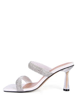 Load image into Gallery viewer, DOLLS DIAMANTE MID HEEL SLIDE SANDALS
