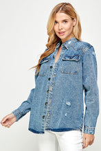 Load image into Gallery viewer, Women&#39;s Distressed Denim Shirts
