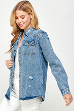 Load image into Gallery viewer, Women&#39;s Distressed Denim Shirts
