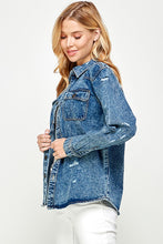 Load image into Gallery viewer, Women&#39;s Distressed Denim Shirts
