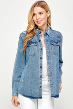 Load image into Gallery viewer, Women&#39;s Distressed Denim Shirts
