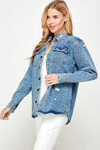 Load image into Gallery viewer, Women&#39;s Distressed Denim Shirts
