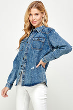 Load image into Gallery viewer, Women&#39;s Distressed Denim Shirts
