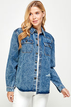 Load image into Gallery viewer, Women&#39;s Distressed Denim Shirts
